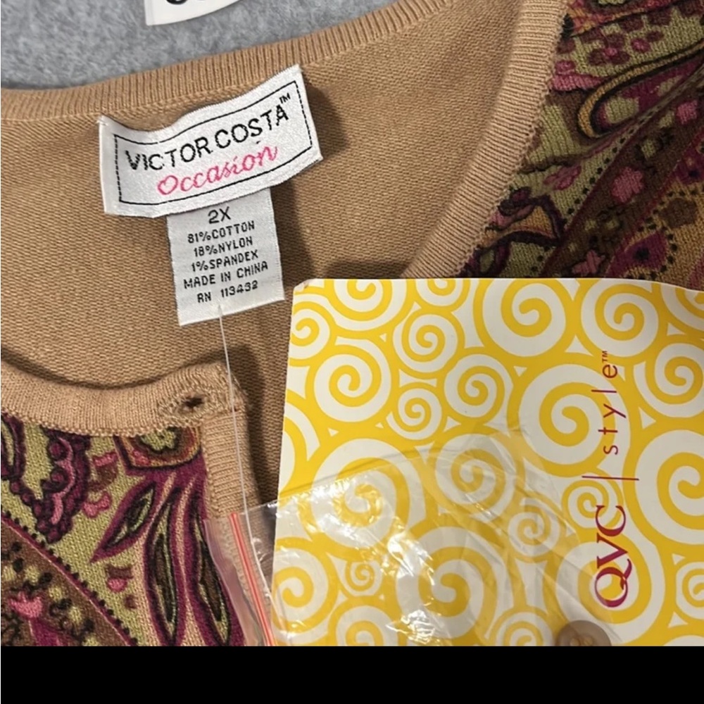 QVC Paisley Cardigan Sweater Womens 2X Button Preppy Academia Grandma Fall - Picture 2 of 8